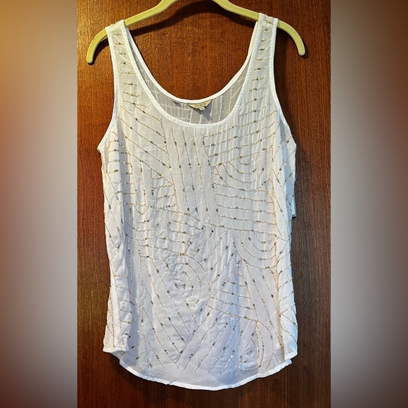 Guess Embellished Sheer Sleeveless Beaded Top Women's M - Picture 1 of 11